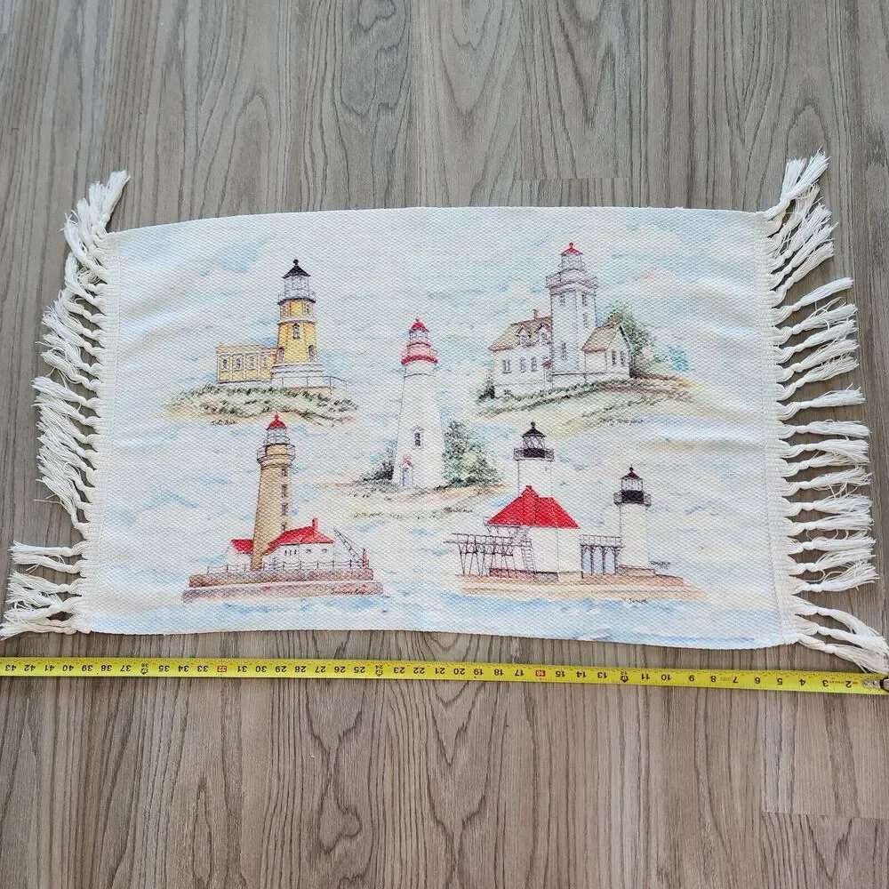 Historical Lighthouses Summer Doormat Throw Rug Fringe Indoor Outdoor 22